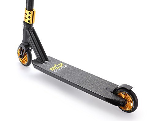 STAR SCOOTER Patinete Patineta Scooter Freestyle Stuntscooter para niños y niñas a Partir de 7 años y Adultos | 110 mm Edición Entrada | Negro Oro