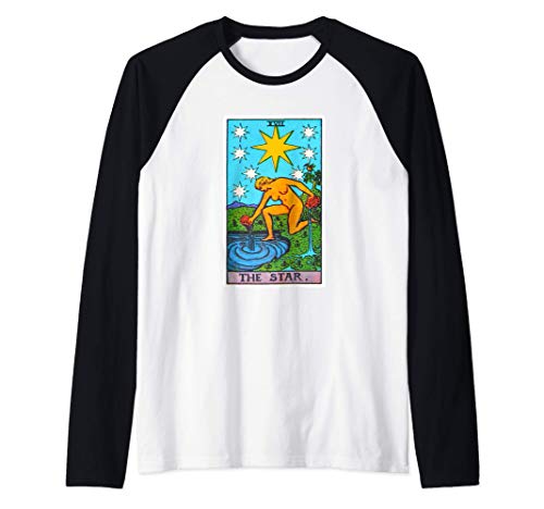 Star Tarot Card Psychic Occult Metaphysical Camiseta Manga Raglan