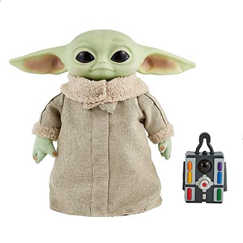 Star Wars Peluche de Baby Yoda de El Mandaloriano - Sonidos y Movimientos - Blando con Base Robusta - 28 cm - Regalo para Adultos y Niños de 3+ Años