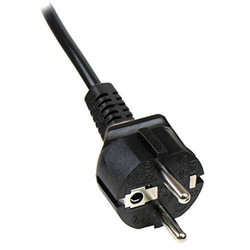 StarTech.com PXTNB3SEU1M - Cable de alimentación con 3 Clavijas para Ordenador portátil, Cable Schuko CEE7 a C5 Hoja de trébol, Negro