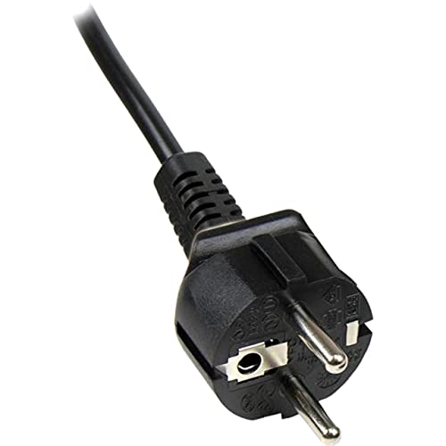 StarTech.com PXTNB3SEU1M - Cable de alimentación con 3 Clavijas para Ordenador portátil, Cable Schuko CEE7 a C5 Hoja de trébol, Negro