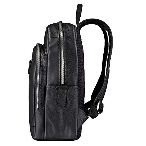 STILORD 'Johnson' Mochila de Negocios Cuero Mochila Portatil 13,3 Pulgadas Mochilas Viaje Grande Daypack Estilo Vintage de Piel, Color:Negro