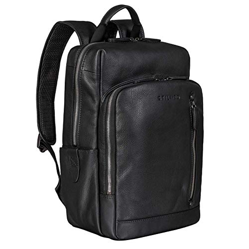 STILORD 'Johnson' Mochila de Negocios Cuero Mochila Portatil 13,3 Pulgadas Mochilas Viaje Grande Daypack Estilo Vintage de Piel, Color:Negro