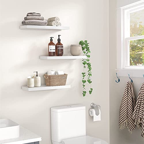 STOREMIC Estanteria Pared, Baldas Pared Blanca 40cm de 3 Niveles, Estante Decorativo fácil de Instalar, Ideal para Dormitorio, Baño, Oficina en casa, Sala de Estar