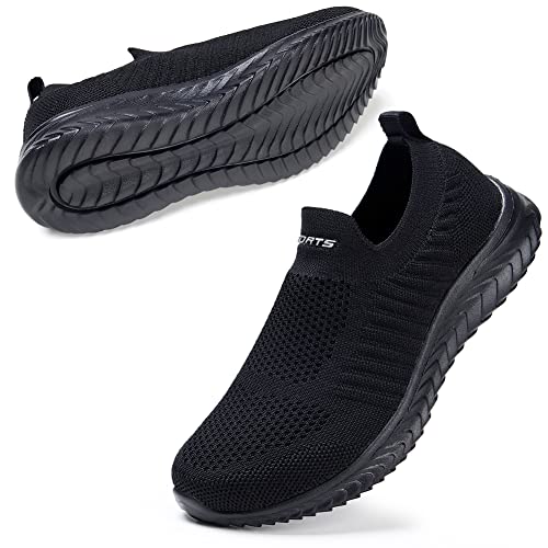 STQ Zapatillas de Deporte para Mujer Malla Transpirable Deslizante Running Trabajo Ligero Comodos Zapatos Sin Cordones Sneakers Todo Negras 38 EU