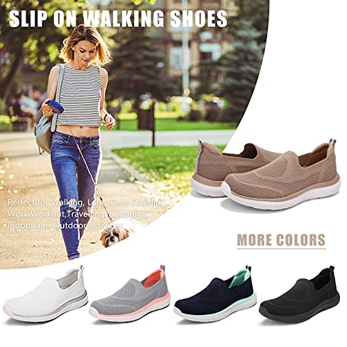 STQ Zapatillas Mujer Zapatos Malla Trabajo Ligero Transpirable Deportivo de Sneakers Exterior y Interior Tenis Taupe 40 EU