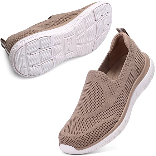 STQ Zapatillas Mujer Zapatos Malla Trabajo Ligero Transpirable Deportivo de Sneakers Exterior y Interior Tenis Taupe 40 EU