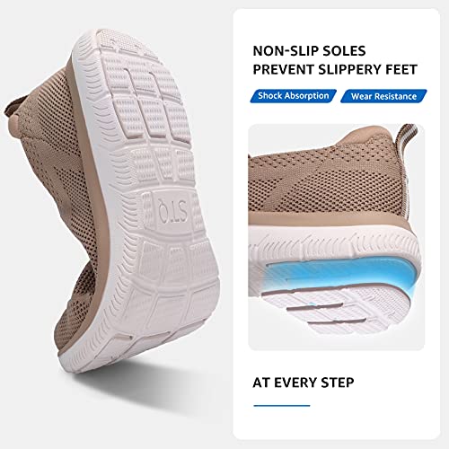 STQ Zapatillas Mujer Zapatos Malla Trabajo Ligero Transpirable Deportivo de Sneakers Exterior y Interior Tenis Taupe 40 EU