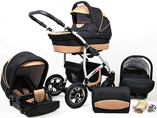 Stroller 3 en 1 juego completo con asiento de coche Isofix baby tub baby carrier Buggy Larmax de ChillyKids Black Moro 3en1 con asiento