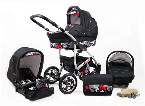 Stroller 3 en 1 juego completo con asiento de coche Isofix baby tub baby carrier Buggy Larmax de ChillyKids Black Moro 3en1 con asiento