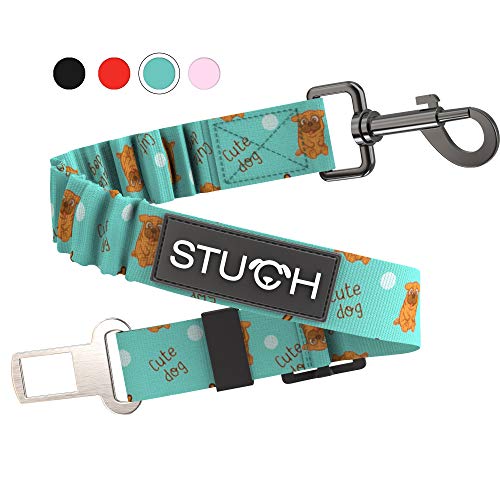 STUCH ® Cinturón de seguridad universal Bungee para perros y gatos, apto para todas las razas de perros y tipos de coche (turquesa)