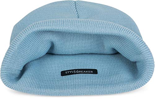 styleBREAKER Gorro Beanie clásico de Punto, Punto Fino Doble y cálido, Unisex 04024029, Color:Azul Claro