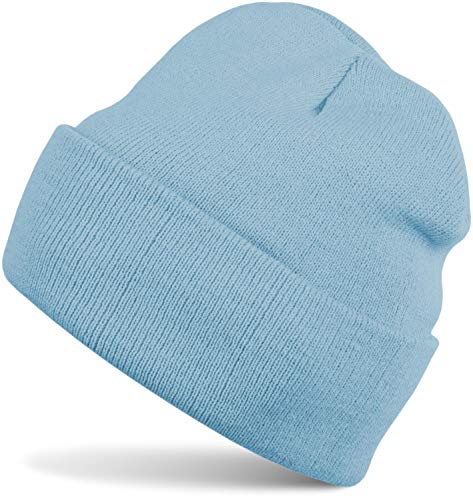 styleBREAKER Gorro Beanie clásico de Punto, Punto Fino Doble y cálido, Unisex 04024029, Color:Azul Claro