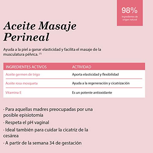 Suavinex 400270 – Aceite Masaje Perineal para Embarazadas, 98% Ingredientes de Origen Natural, Respeta el PH Vaginal, Aceite para Cuidar la Cicatriz de La Cesárea, 30 ml