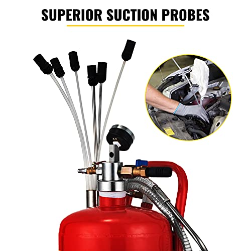 SucceBuy Bomba Extractora de Aceite 22,7 L Consumo de Aire 200 L/min Extractor de Aceite Neumático 8-10 bar con Asa Portátil y Ruedas Extractor Aceite para Automóvil/Motocicleta/Barco/Caravana