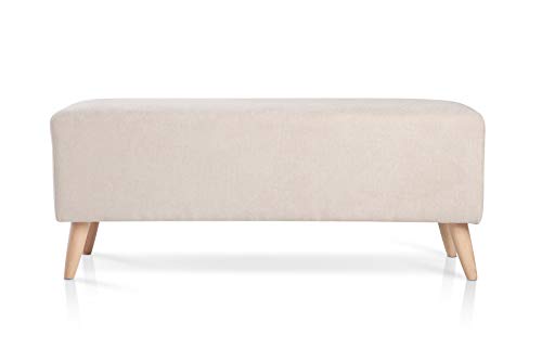 SUENOSZZZ-ESPECIALISTAS DEL DESCANSO Banqueta VARSOVIA pie de Cama otomana reposapies de Estilo nórdico tapizado en Tela Beige