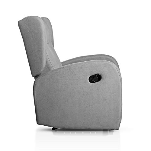 SUENOSZZZ-ESPECIALISTAS DEL DESCANSO Sillón Relax orejero Home reclinable con Pared Cero tapizado en Tela Antimanchas Tela Gris