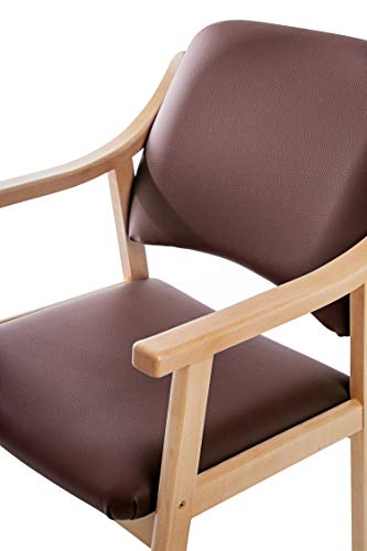 SUENOSZZZ - Silla Altea de Madera de Haya, Polipiel Color Chocolate. Sillas para Comedor/Salon/habitacion | Silla geriatrica | Silla Madera | Mueble para recepcion | Silla Oficina | Sillas de Espera