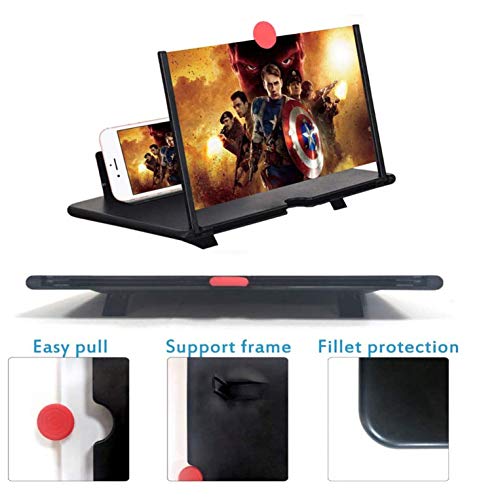 SUIFENG Lupa de Pantalla para Teléfono 12",Amplificadores de Pantalla 3D HD,Adecuado para Ver Películas y Videos en Todos los Teléfonos Inteligentes,Negro