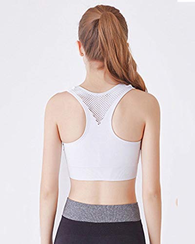 Sujetador Deportivo para Mujeres Sin Costuras Yoga Racerback Top con Relleno Corriendo Gimnasio Ropa Blanco M