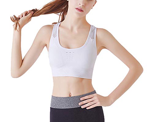 Sujetador Deportivo para Mujeres Sin Costuras Yoga Racerback Top con Relleno Corriendo Gimnasio Ropa Blanco M