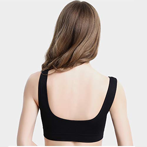 Sujetador Top Deportivo para Mujer De Medio Impacto Sin Aros con Copa Relleno Separable Y Transpirable Negro 2XL