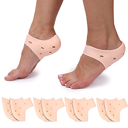 SULPO Pack de 4 pares - Taloneras de Silicona - Cómodas Taloneras con Orificio de Ventilación - Almohadillas Flexibles para Prevenir Grietas en Talones, Callos y Dolor - Talla Única