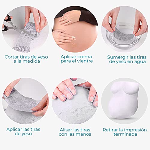 SUMEDTEC 8x Vendas de yeso para manualidades - Venda de 5 x 300 CM de escayola para hacer moldes de cara cuerpo torso barriga embarazada - Blanco