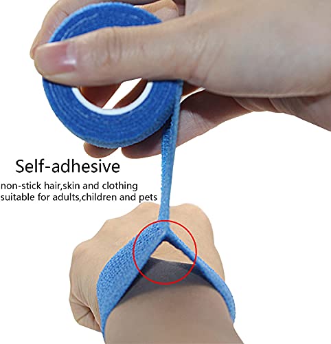 Sumedtec - Venda cohesiva de 5 cm x 4.5 m, vendas autoadhesiva para esguinces e hinchazón, Suministros Médicos de Primeros Auxilios para Protección Deportiva (Azul)