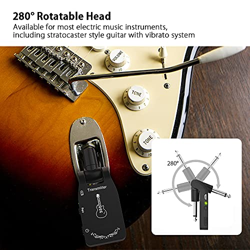 summina Sistema para guitarra inalámbrico 2,4 G receptor transmisor de audio recargable de 6 canales para bajo eléctrico para guitarra