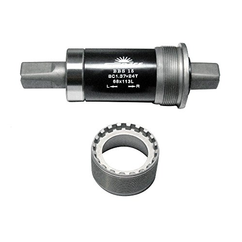 SUN RACE BBS15 Bottom Bracket 68/107MM-STEEL Eje PEDALIER, Adultos Unisex, Negro, 68/107 MM