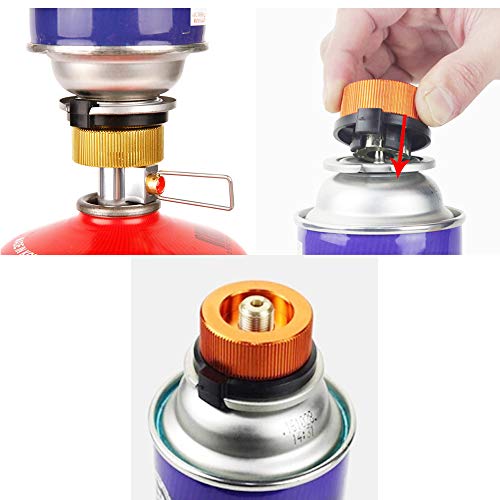 SUNFUA 2 Apagado Automático Adaptador de la Estufa de Gas Camping Adaptador para Botella Gas Hornilla Estufa de Camping al Aire Libre(Naranja)