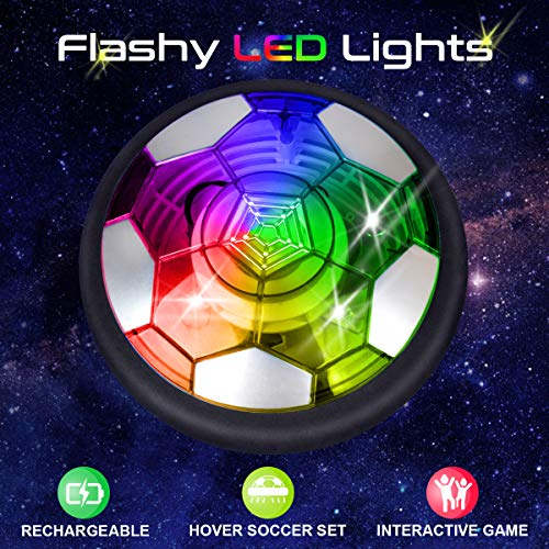 SUNNOW Air Power Soccer - Balón Fútbol Flotant Recargable Pelota Futbol con Soft Foam Bumpers y Luces LED Juguetes Aire Fútbol Juguete Balón de Fútbol para Niños Niñas Regalos Cumpleaños (Azul)