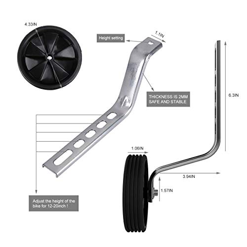 Sunshine smile 2 ruedas estabilizadoras para niños universales, ruedas de apoyo para bicicleta infantil, ruedas de apoyo para bicicleta infantil, color negro