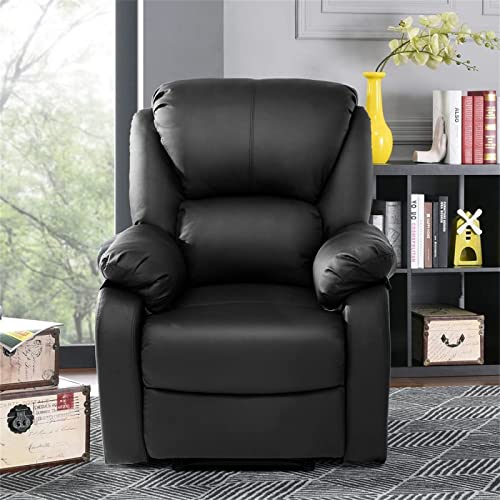 SUNWEII Sillón de TV, sillón de relajación con función reclinable, sillón de relajación con Respaldo Alto, sillón reclinable, sofá de Cuero Artificial, sillón de relajación, Mecedora,Black-2pcs