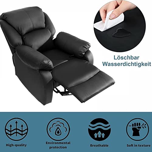 SUNWEII Sillón de TV, sillón de relajación con función reclinable, sillón de relajación con Respaldo Alto, sillón reclinable, sofá de Cuero Artificial, sillón de relajación, Mecedora,Black-2pcs