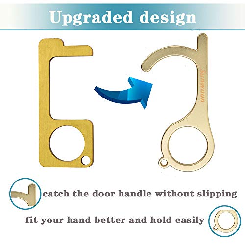 Sunwuun 2PCS Abrepuertas sin contacto, herramienta de llave sin contacto, herramientas de manija reutilizables, palanca manual para presionar el botón del elevador, protección de la salud (YELLOW)