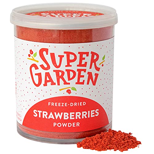 Super Garden fresa liofilizada en polvo - Producto 100% puro y natural - Apto para veganos - Sin azúcares, aditivos artificiales ni conservantes añadidos - Sin gluten - No OMG