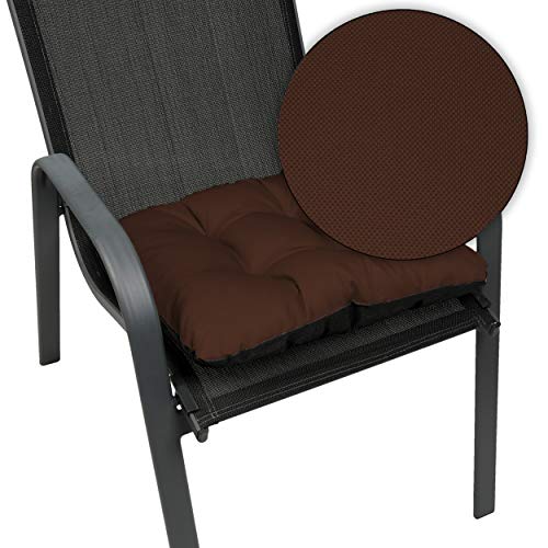 SuperKissen24. Set de 8 Cojines de Asiento - Cojín de Silla 45x45 cm para Interior y Exterior Cómodo e Impermeable para Muebles de Jardin, Terraza, para Suelo - marrón