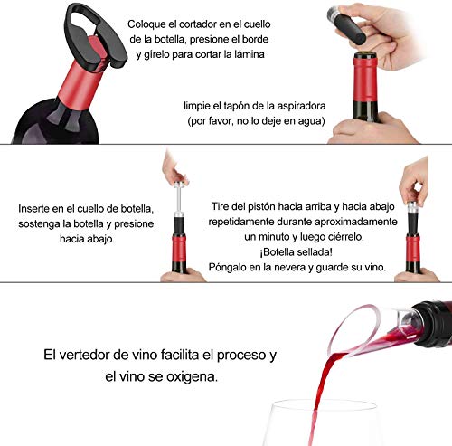 Supermega Abrebotellas eléctrico para Vino Sacacorchos Eléctrico Abre Vino Automático Profesional Abridor de Botellas Vino eléctrico ABS Ultra Resistente Carga USB (Kit-P)