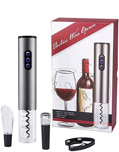 Supermega Abrebotellas eléctrico para Vino Sacacorchos Eléctrico Abre Vino Automático Profesional Abridor de Botellas Vino eléctrico ABS Ultra Resistente Carga USB (Kit-P)