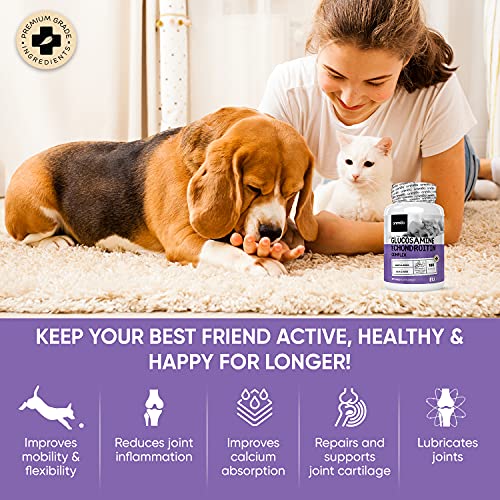 Suplemento Condroprotector Perros y Gatos Glucosamina y Condroitina 500mg 180 Cápsulas | Suplemento Antiinflamatorio Con Vitamina C, Cúrcuma y Jengibre, Para Articulaciones, Huesos y Cartílagos