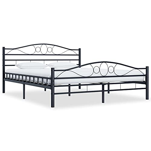 Susany Estructura de Cama de Acero Cama de Metal Marco de Cama Negro 180x200 cm