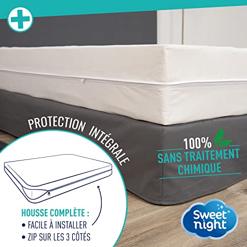 Sweetnight – Funda Integral de colchón, 90 x 190/200 cm | Antichinches de Cama y antiácaros | Renovación del colchón: Protección Completa del colchón, Cierre de Cremallera, sin Tratamiento químico