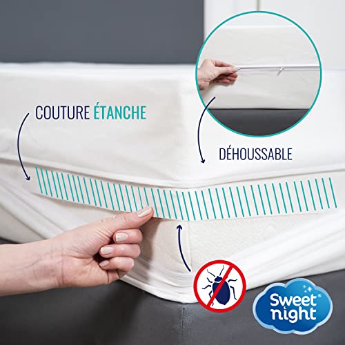 Sweetnight – Funda Integral de colchón, 90 x 190/200 cm | Antichinches de Cama y antiácaros | Renovación del colchón: Protección Completa del colchón, Cierre de Cremallera, sin Tratamiento químico