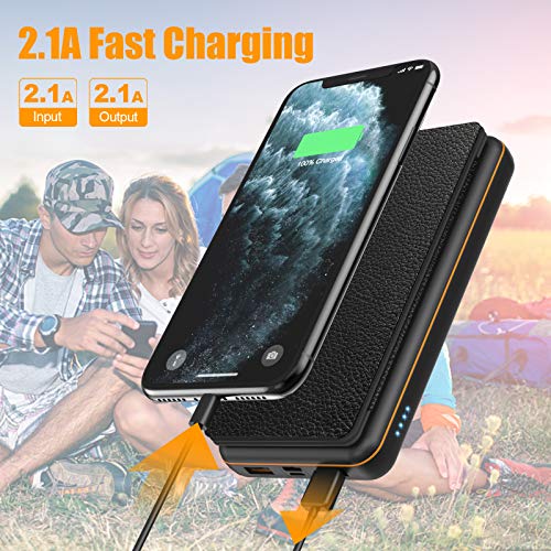 SWEYE Cargador Solar Móvil 26800mAh,【4 Paneles Solares Desmontable/Type-C Carga Rápida】 Batería Externa Móvil con 2 Puertos USB 3.1A Power Bank Solar para Smartphones, Tabletas y Dispositivos USB