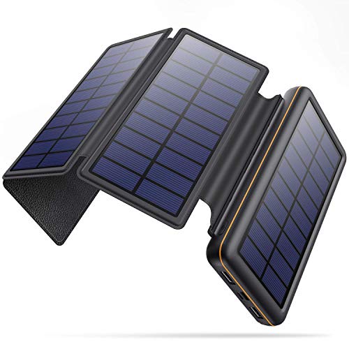 SWEYE Cargador Solar Móvil 26800mAh,【4 Paneles Solares Desmontable/Type-C Carga Rápida】 Batería Externa Móvil con 2 Puertos USB 3.1A Power Bank Solar para Smartphones, Tabletas y Dispositivos USB