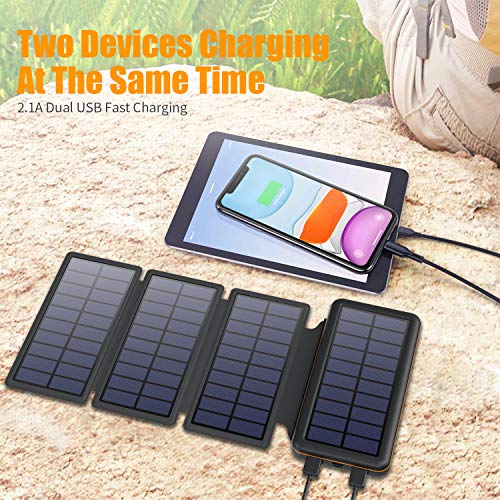 SWEYE Cargador Solar Móvil 26800mAh,【4 Paneles Solares Desmontable/Type-C Carga Rápida】 Batería Externa Móvil con 2 Puertos USB 3.1A Power Bank Solar para Smartphones, Tabletas y Dispositivos USB