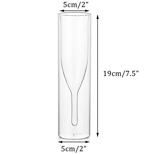 Sziqiqi Vasos a Granel de Cristal de Doble Pared con Copas de Champán, Copas de Vidrio Transparente Sin Tallo y Copas de Tulipanes Clásicos para Comidas, Bodas, Bares, Doble Pared