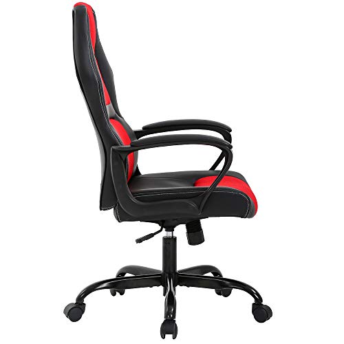 T-LoVendo Silla Gaming Oficina Racing Escritorio Videojuegos Sillon Gamer Despacho, Roja, Rojo/Negro, Universal